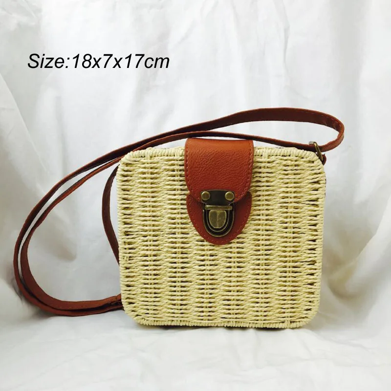 AK 037 khaki Летняя круглая Соломенная Сумка Пляжная bolso mimbre paja Плайя sac paille rieten tas torebka wiklinowa osier verano Женская плетеная Сумка - Цвет: AK 037 khaki