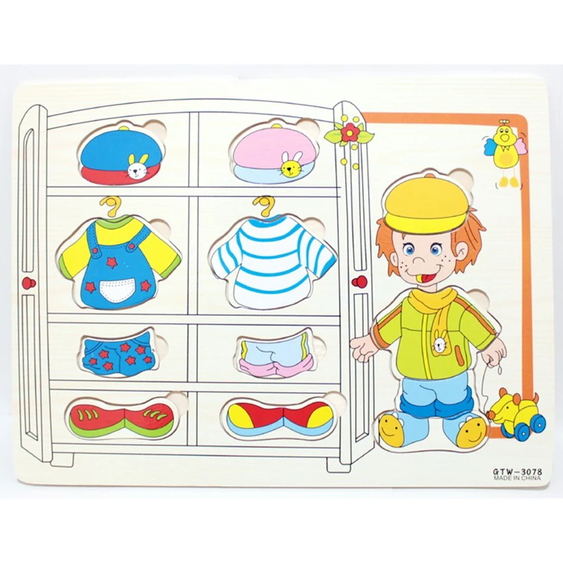 

Dressing Up Clothing 3D Wooden Puzzle for Children Toys Educational Toy 3D Wooden Puzzle Hobbies for Toddler Boys and Girls