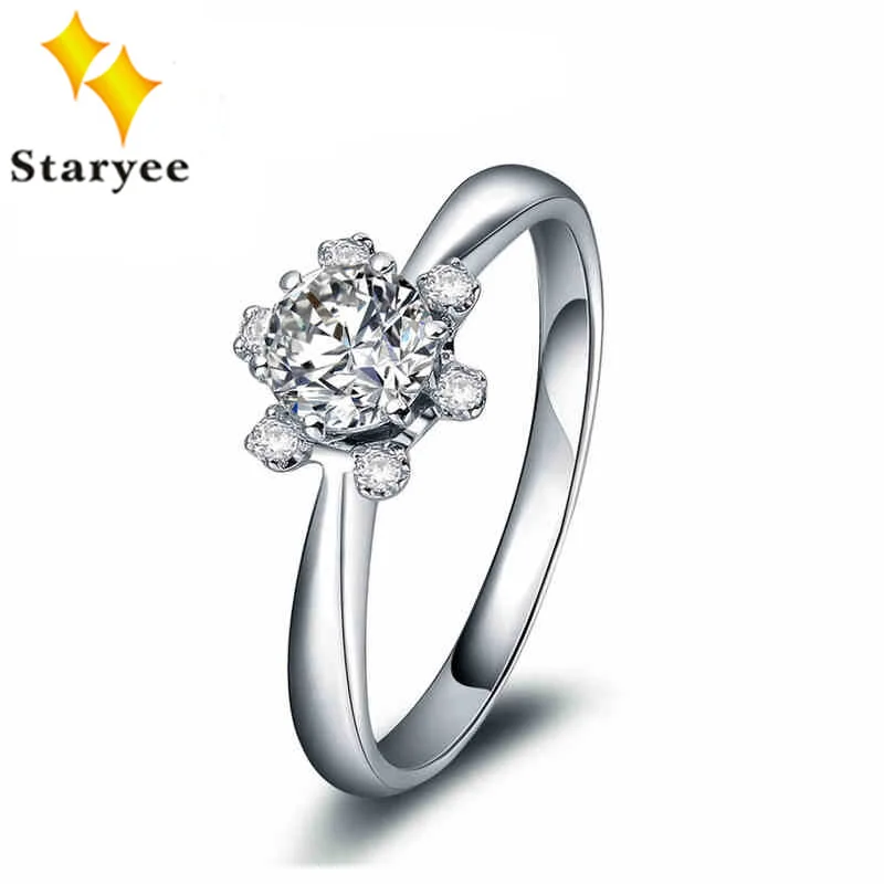 Женское кольцо с муассанитом из белого золота 18 К 0 5 карат|ring for|rings for womenring style |