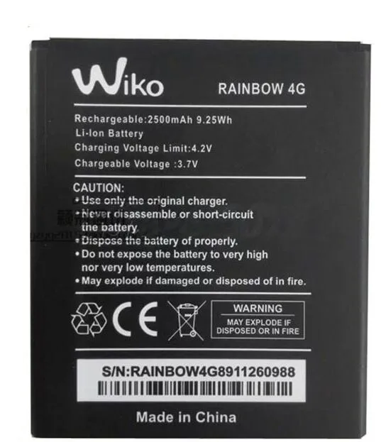 Аккумулятор Wiko Rainbow 4G Высококачественная запасная литий-ионная батарея для