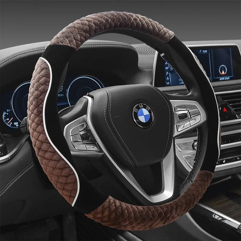 Плюшевый чехол для руля теплый нескользящий демпфирующий зимой|plush steering wheel