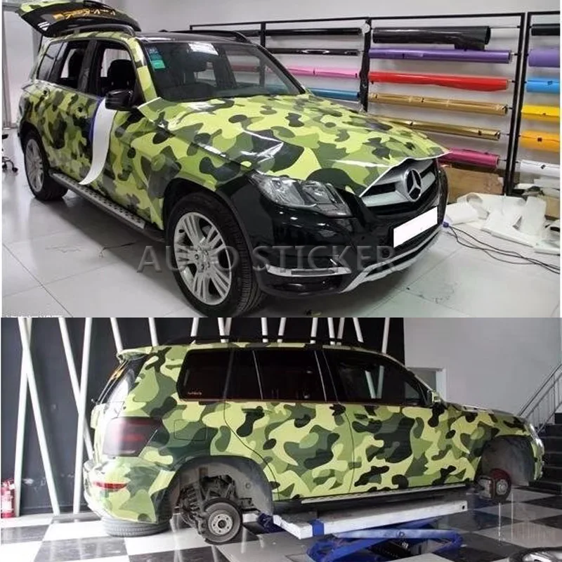 Камуфляжная виниловая ПВХ-пленка для автомобиля оберточная пленка зеленая