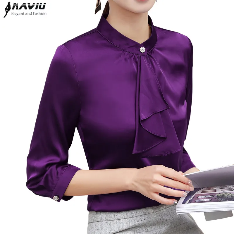

Новая Элегантная рубашка с оборками Naviu, женская модная одежда, тонкая шифоновая блузка с рукавом до локтя, Офисная Женская рабочая одежда, ж...