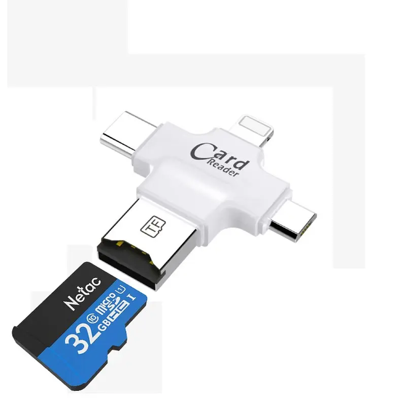 Ingelon 4 в 1 SD кард-ридер usb-C Micro USB MicroSD type C для ipad/iphone 7plus 6s5s MacBook OTG TF ридер sd для cf адаптер