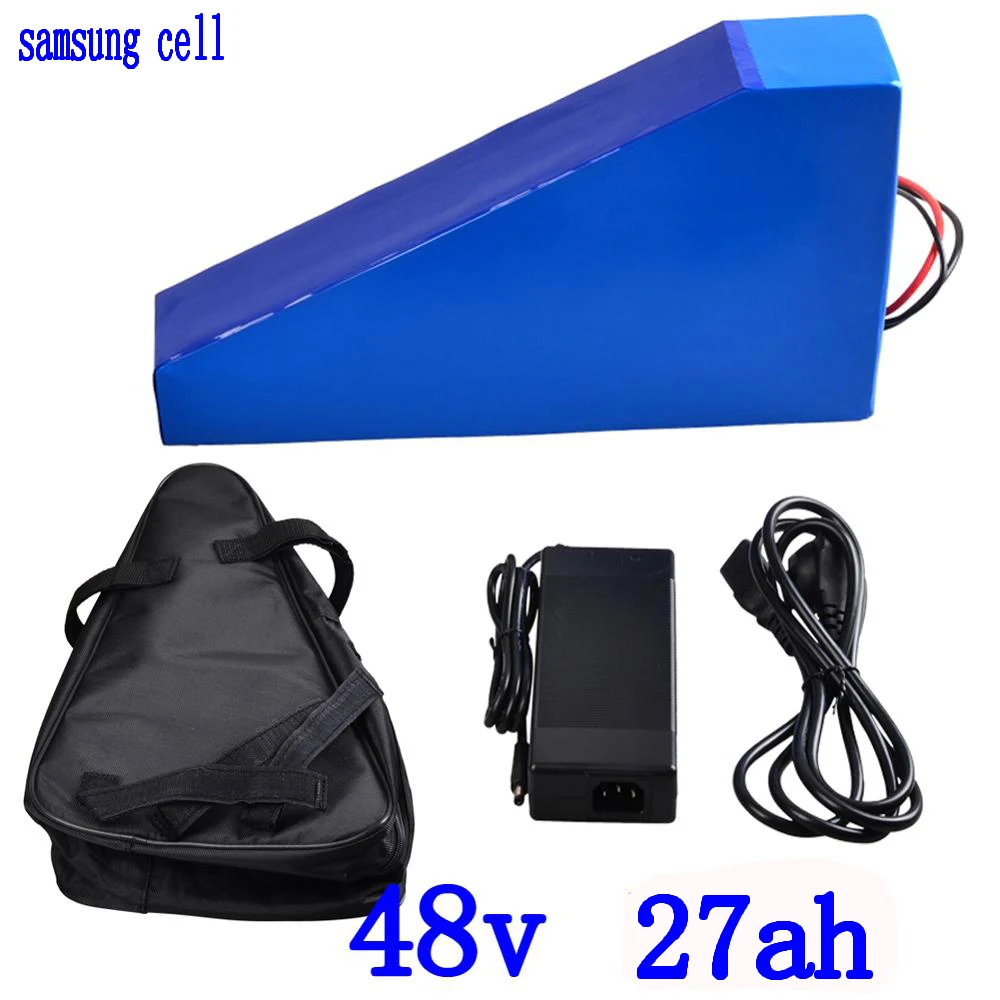

48V 2000W lithium battery 48V 27AH electric bike battery 48V 27AH lithium battery use samsung cell with 54.6V charger+ free bag