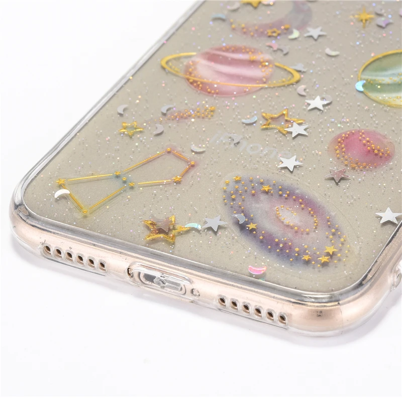 Блестящие чехлы для телефонов Space Planet iphone 7 Plus мягкий силиконовый чехол X 6 6s 6Plus 6splus