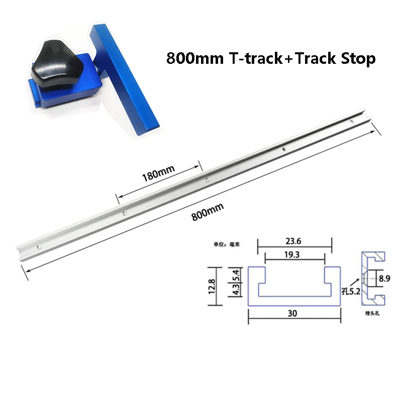 800mm Track Stop Set 300/400/500/600/800 мм Алюминий T треки слот дорожки комплект 30 мм Ширина деревообрабатывающий Т-образными пазами дорожка для фрезерный станок - Цвет: 800mm Track Stop Set