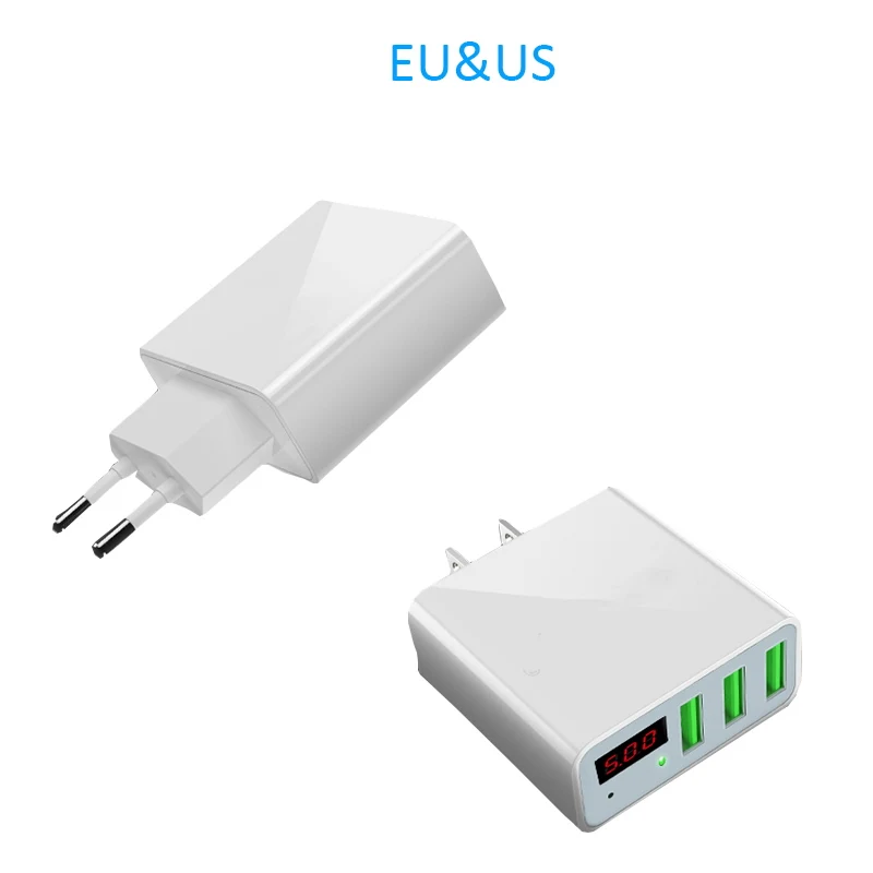 STOD 3 порта USB зарядное устройство LED шоу в реальном времени зарядка 2.4A для iPhone iPad