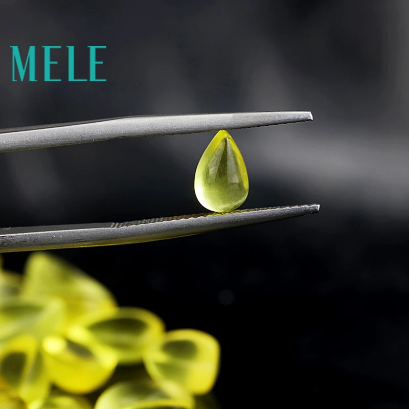 

Natural golden yellow prehnite 5x8mm 1ct loose stone DIY stone matching Designer stone matching Water drops forwomen