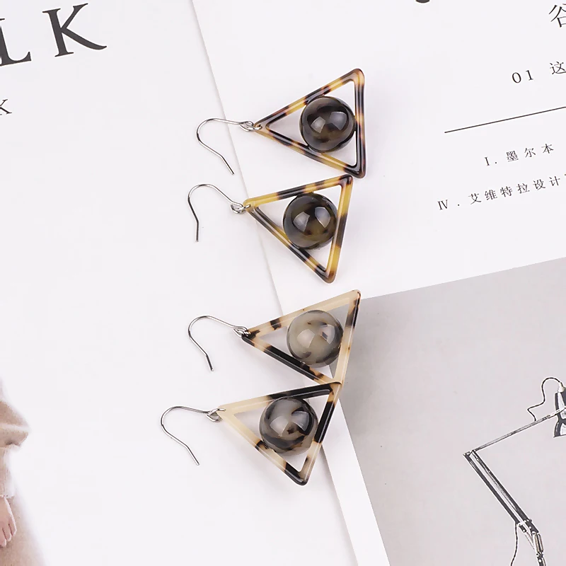 GuanLong Fashion Ball Triangle Acetic Acid Acrylic Earrings pendientes oorbellen boucle d oreille bijoux femme | Украшения и