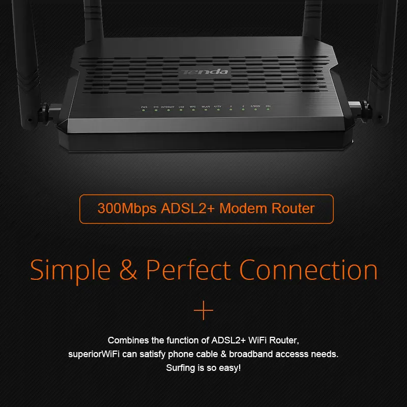 Tenda D305 wifi роутер ADSL2+ модем беспроводной роутер WI-FI роутер английская прошивка 300 м WI-FI роутер с USB 2,0 портом