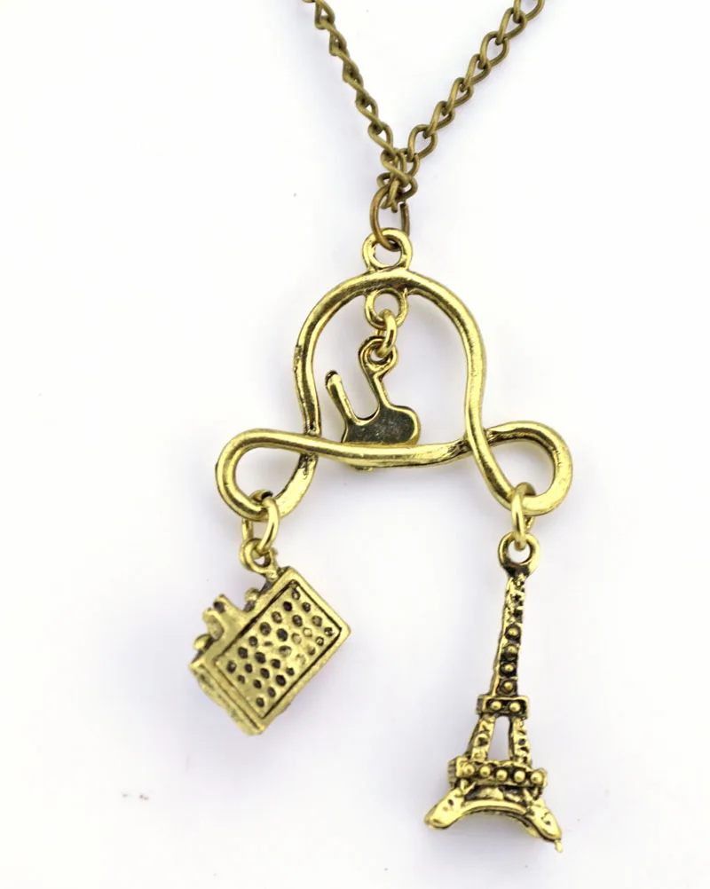 Women Gift Vintage Style Rabbit Camera Eiffel Tower Charms Pendant Necklace Retro Metal Necklaces Long Chain Jewelry | Украшения и