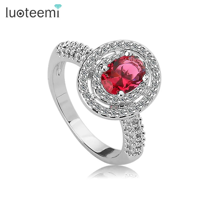 

LUOTEEMI Luxury Engagement Ring for Women 2021 New Fashion Colorful Gemstone Rings Elegant Crystal Wedding Ring Wholesale Items