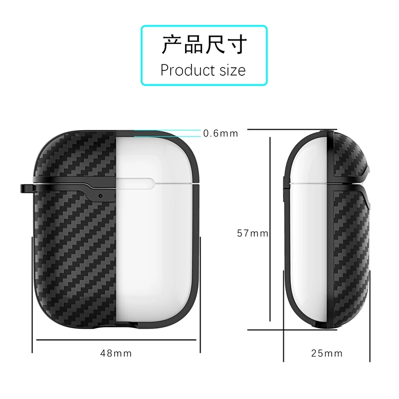 Чехол для Apple Airpods из мягкого углеродного волокна TWS чехол наушников защитный Charing