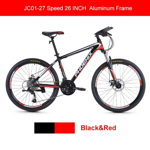 27-26-Aluminum-Red Феникс 2" 26" горный велосипед 21/27 скоростной мужской женский стальной велосипед MTB подвесная вилка велосипед студенческий внедорожный велосипедный велосипед - Цвет: 27-26-Aluminum-Red