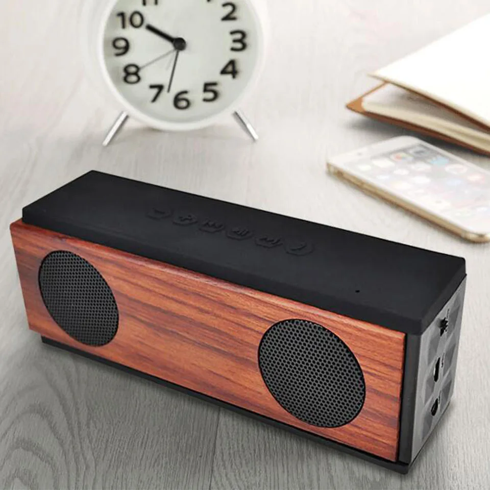 Беспроводной мини Bluetooth динамик деревянный портативный сабвуфер Hifi система