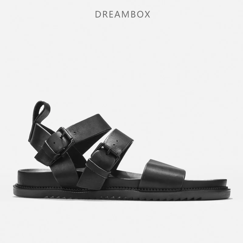 Мужские кожаные сандалии dreambox повседневные пляжные с открытым носком лето