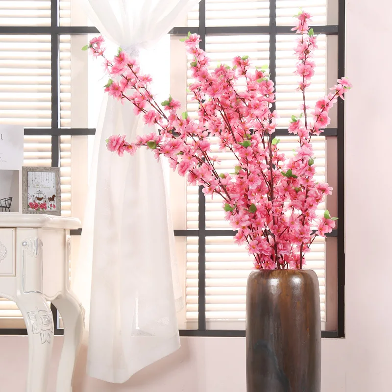 Good Luck Simulation Big Peach Flower Living Room Arrangement Floor Decoration Artificial 60 Cherry Branch | Дом и сад