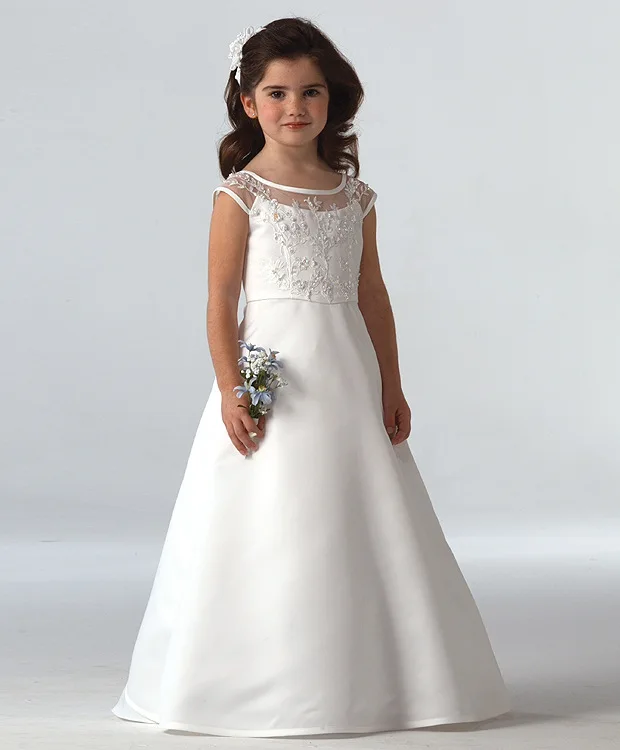 2018 New Noble Flower Girl Dresses Kids Ball Gown O-neck First Communion Princess Hot Sale Vestidos Longo Custom Made | Детская одежда
