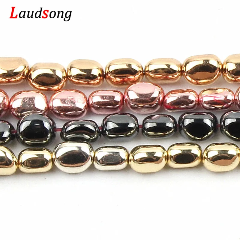 

55Pcs/Strand 6x8mm Matte Hematite Beads Irregular Spacer Natural Stone Beads For DIY Jewelry Loose Bracelet Making Accessories