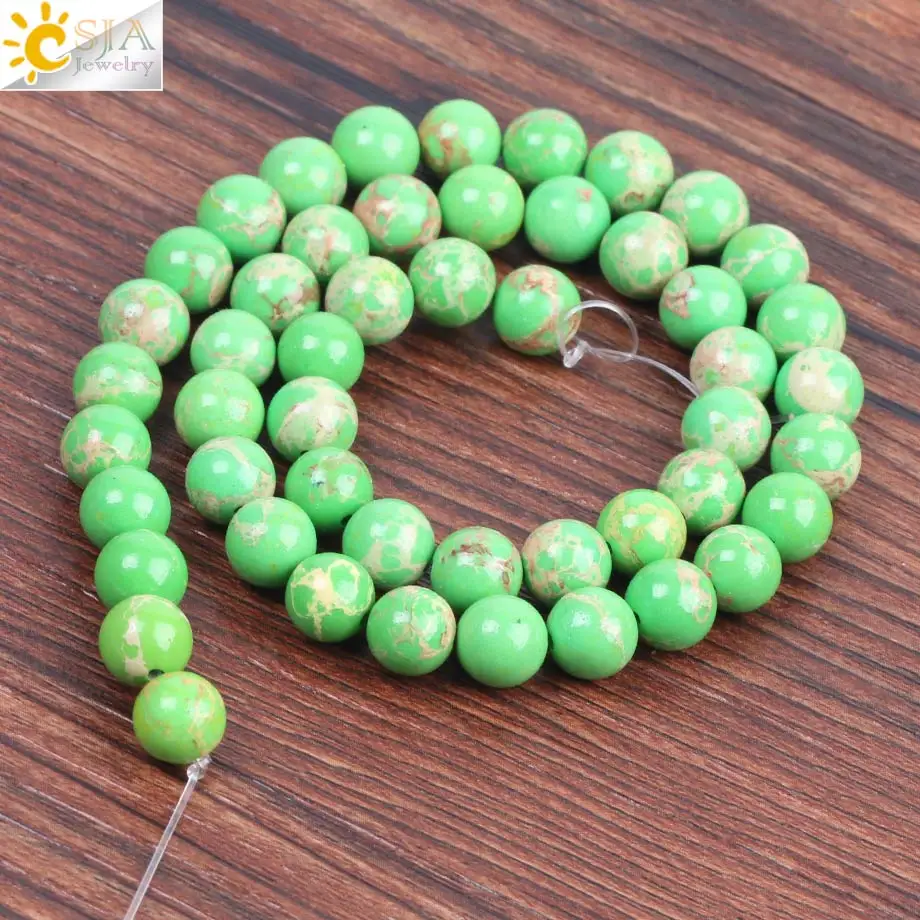 CSJA High Quality Emperor Turquoises Green Howlite Stone Loose Beads 8mm for Jewellery Bracelet Necklace Handmade DIY Chain F221 | Украшения