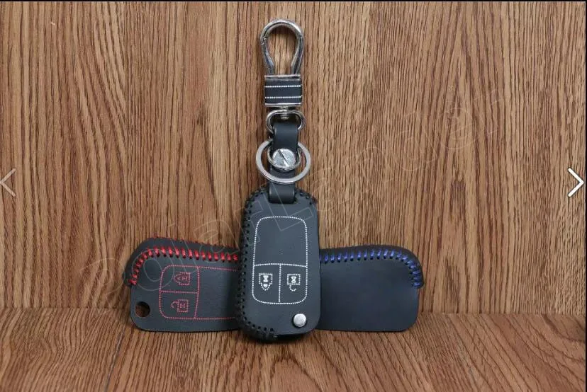 Только красный ручной швейный кожаный чехол для ключей автомобиля FORD Focus (2015) Ecosport