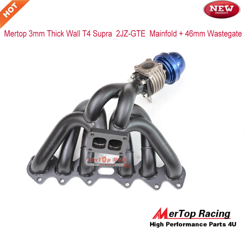 Mertop 3 мм с толстым черным покрытием T4 разделитель выше 93 98 2JZ GTE Twin Turbo коллектор 46
