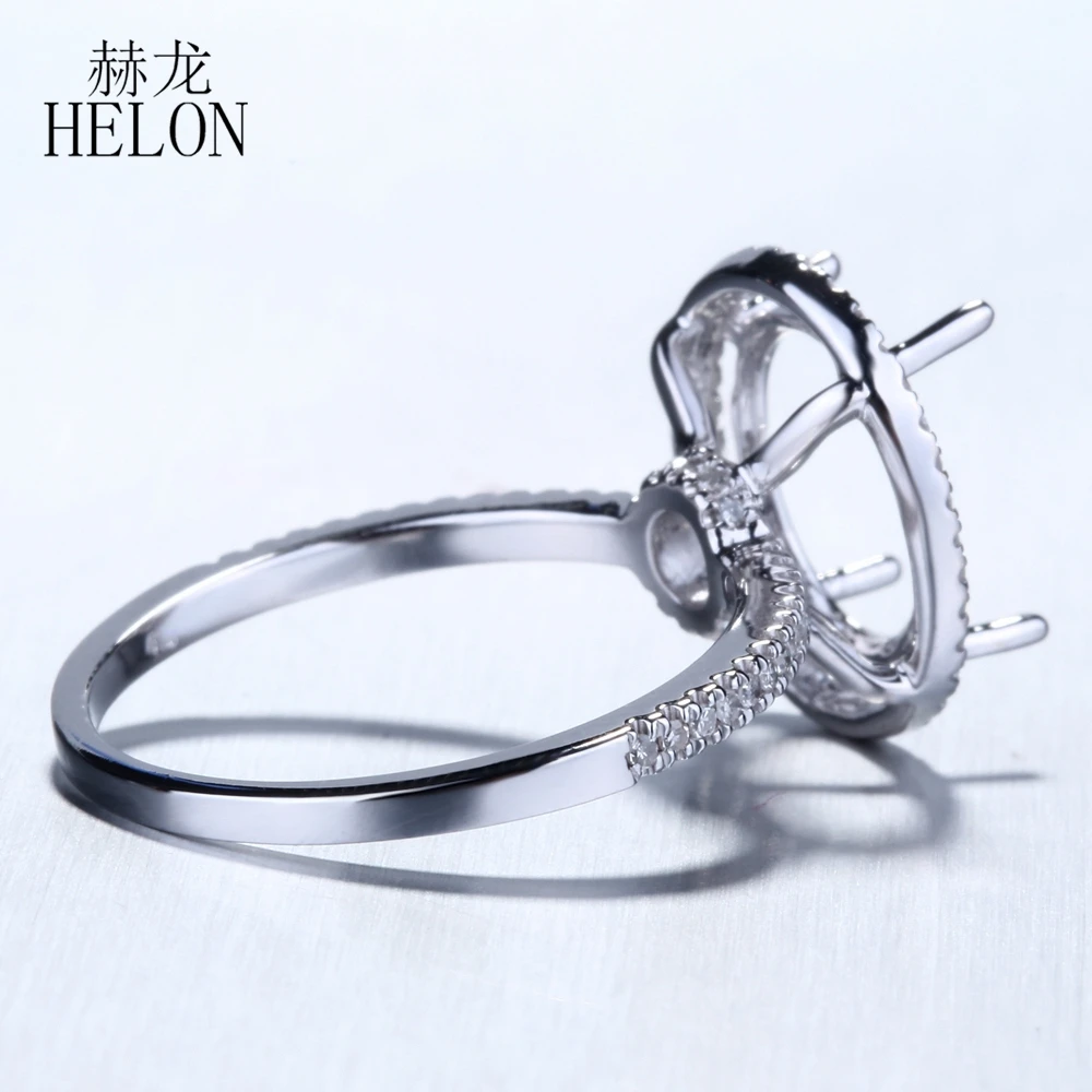 HELON Solid 14 К белого золота 11x9 мм овальной огранки полу горе натуральный бриллиантами Обручение обручальное кольцо Fine ювелирные изделия Для женщин кольцо с бриллиантом