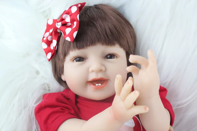55 см Силиконовая Кукла Reborn Smile Baby Girl игрушки как настоящая 22 дюйма принцесса куклы