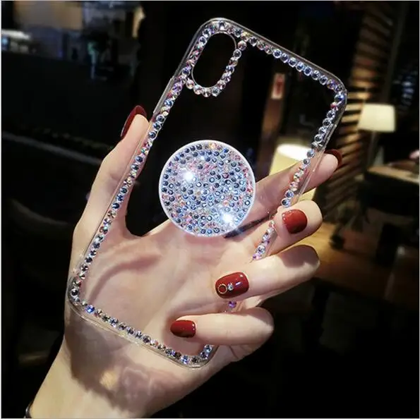 Роскошный чехол со стразами для телефона apple iPhone Xs 6 7 8 plus max мобильного прозрачный