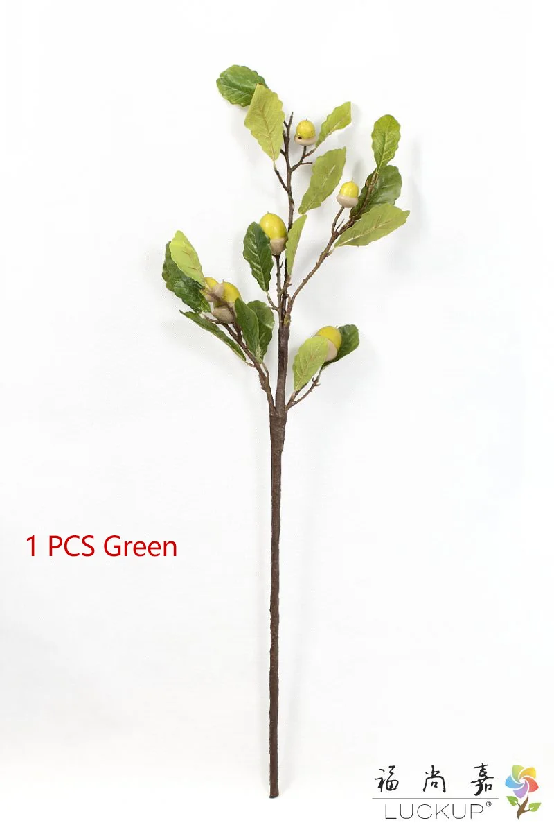 Green 1 шт. 100 см Искусственный пластик желудь дубовая ветка зеленые листья дерево растение для домашнего сада украшения F511 - Цвет: Green