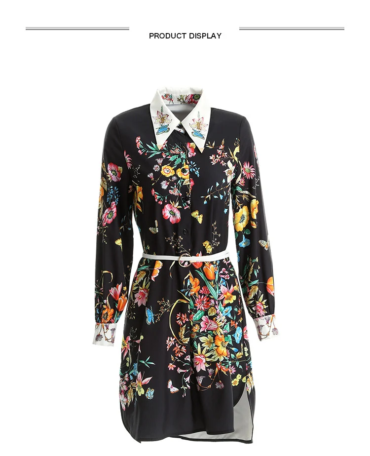 2019 Для женщин Подиумные платья с отложным воротником длинным рукавом бисером