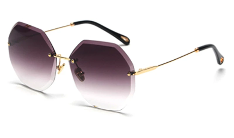 purple gray lens Kachawoo, восьмиугольные солнцезащитные очки для женщин, модные, без рамки, высокое качество, без оправы, солнцезащитные очки для женщин, полигональные Aaccessories - Цвет линз: purple gray lens