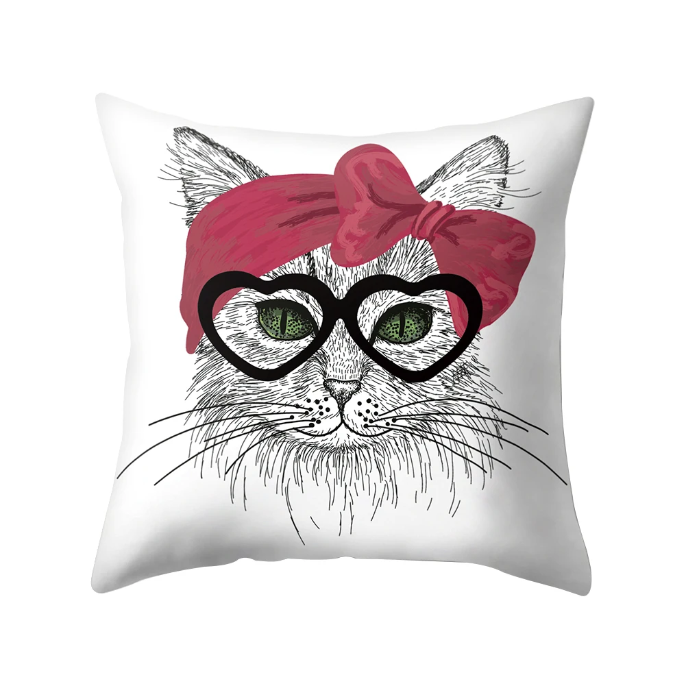 45*45cm Cute Cat Owl Tiger Glasses Dog Pillow Case Cushion Cover Sofa Bed Car Cafe Decor Covers Home Supplies Hot | Дом и сад