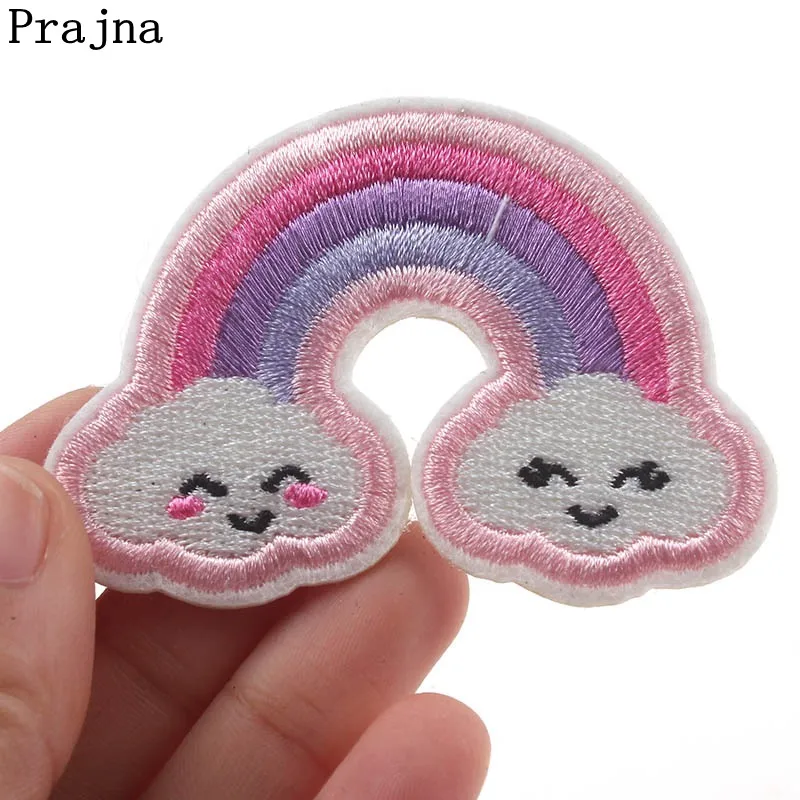 Prajna вышитые нашивки для одежды Мультяшные радужные наклейки с улыбкой