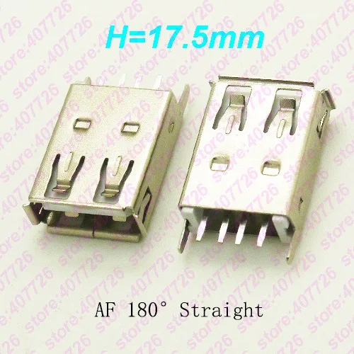 200 шт. USB 2 0 Джек AF Тип Разъем гнездо прямые ноги 180 Степень погружения