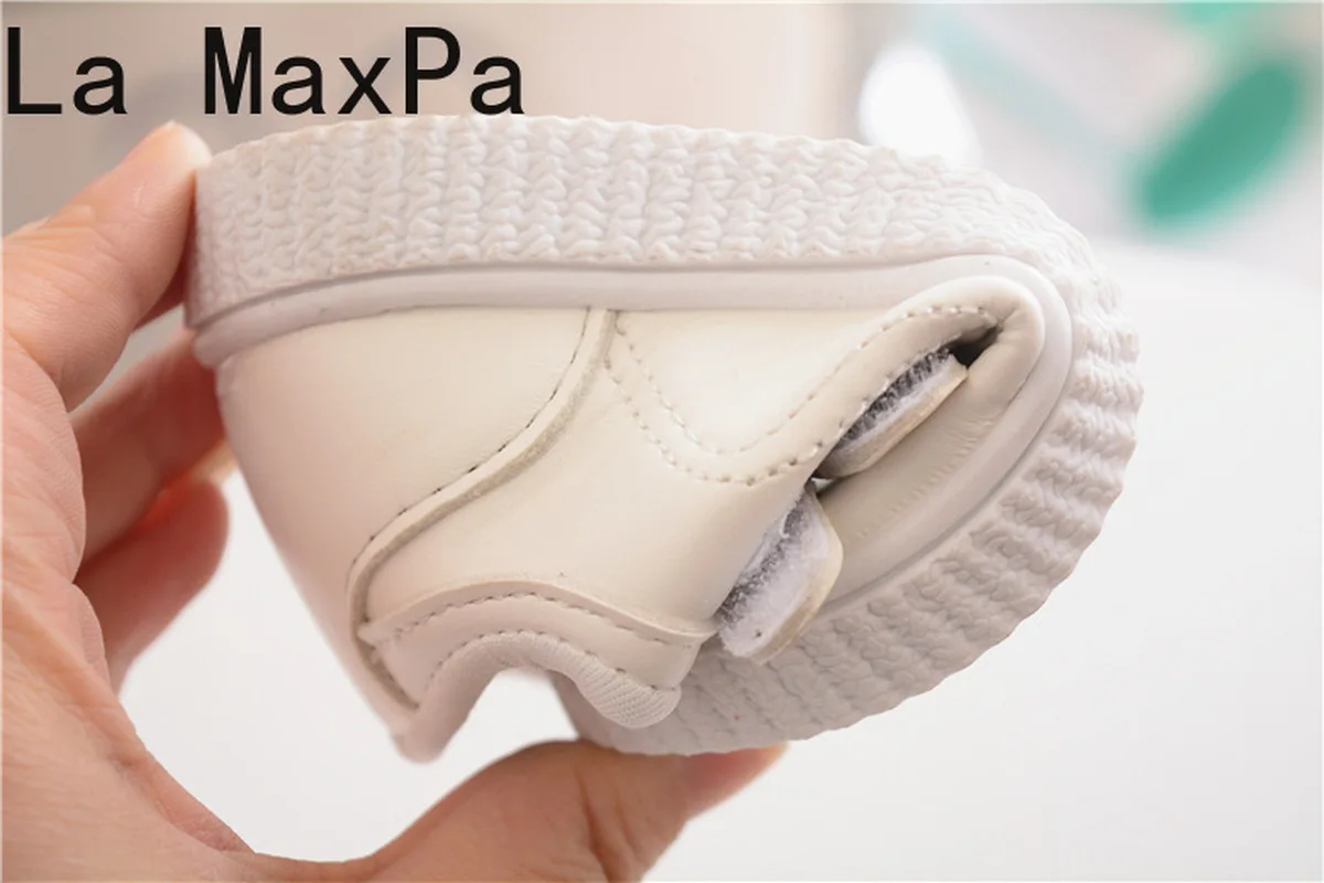 La MaxPa/2019 г. Тонкие белые прогулочные туфли с мягкой подошвой детская кожаная обувь