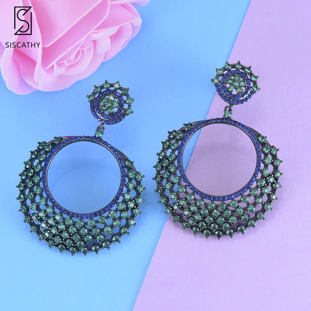 Siscathy Модные женские серьги-капли Роскошные корейские серьги в Дубае кубическая циркониевая инкрустация висячие серьги