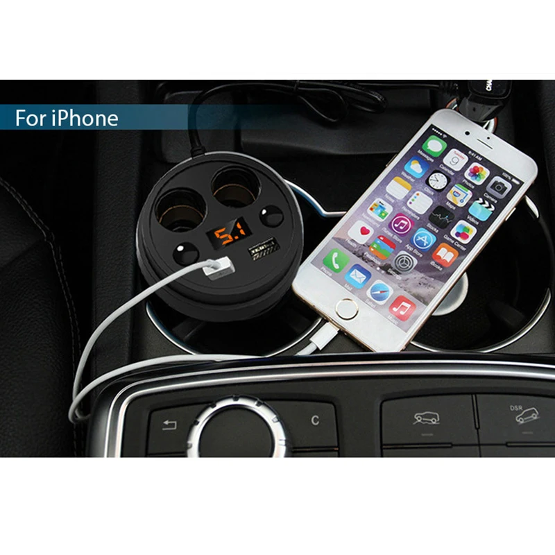 Cup Car Charger Multi-function Display Voltage 3.1A 2 USB charger DC12-24V Cigarette Lighter Splitter For GPS DVR Charge | Автомобили и