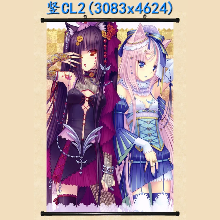 Японский аниме NEKOPARA chocolat & vanilla Azuki Coconut Cinnamon домашний декор настенные прокрутки