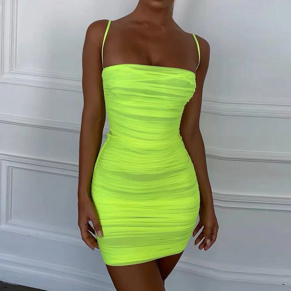 Женское Сетчатое платье без рукавов Liser зеленое облегающее для вечеринки лето 2019