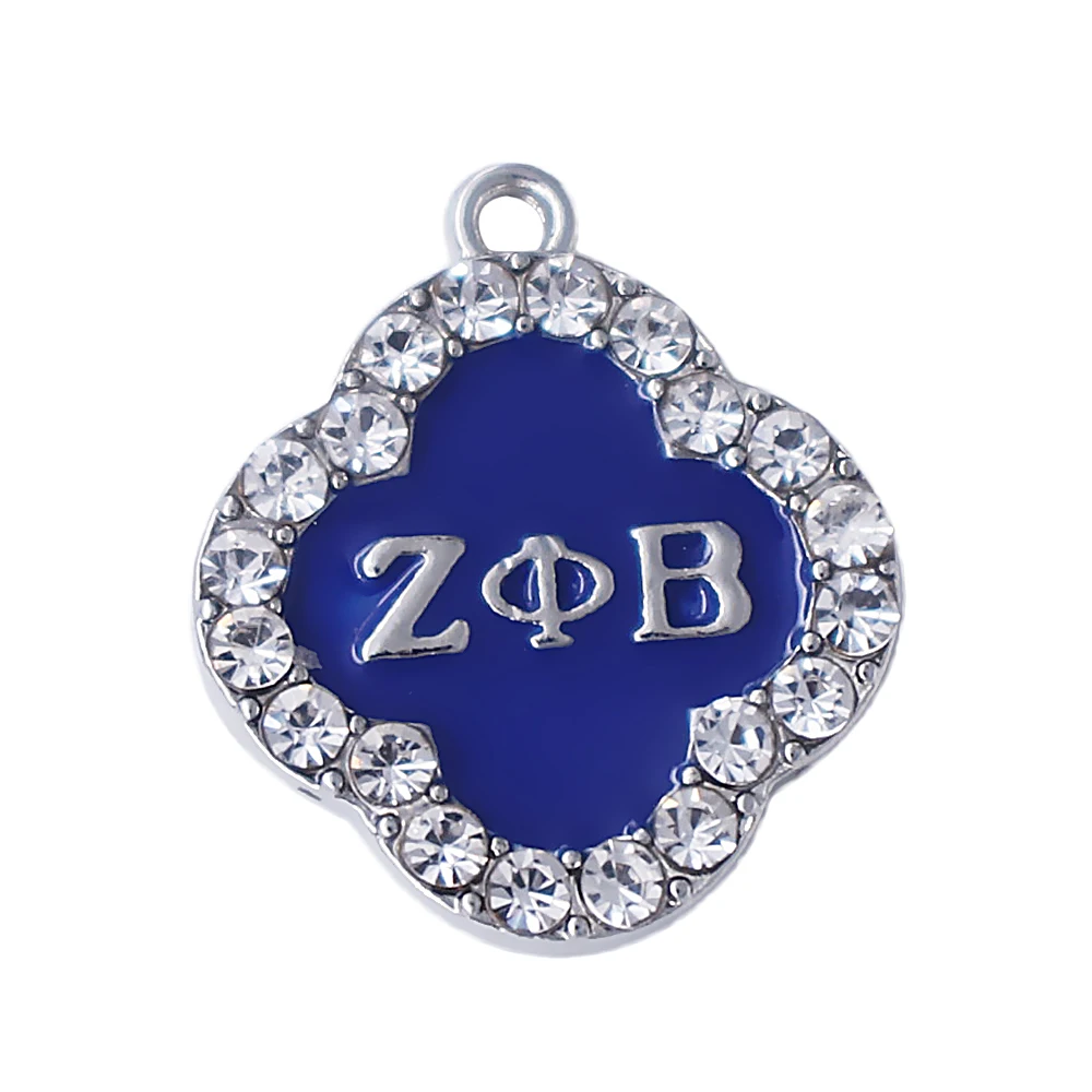 Синяя эмаль Zeta phi beta Шарм в форме четырехлистного клевера ювелирные изделия
