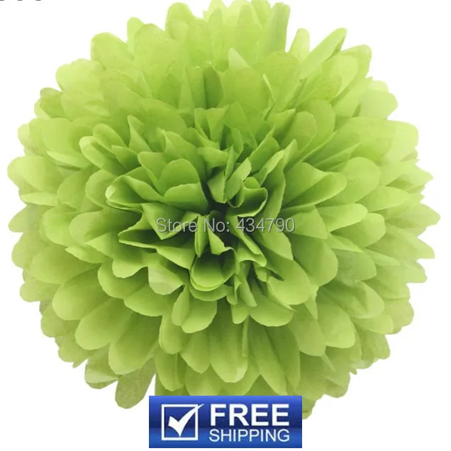 

20pcs 14"(35cm) Tissue Paper Flower Balls Apple Green-Nursery Party Reception Decor Hanging Cheap Pom Poms-Choose Your Colors