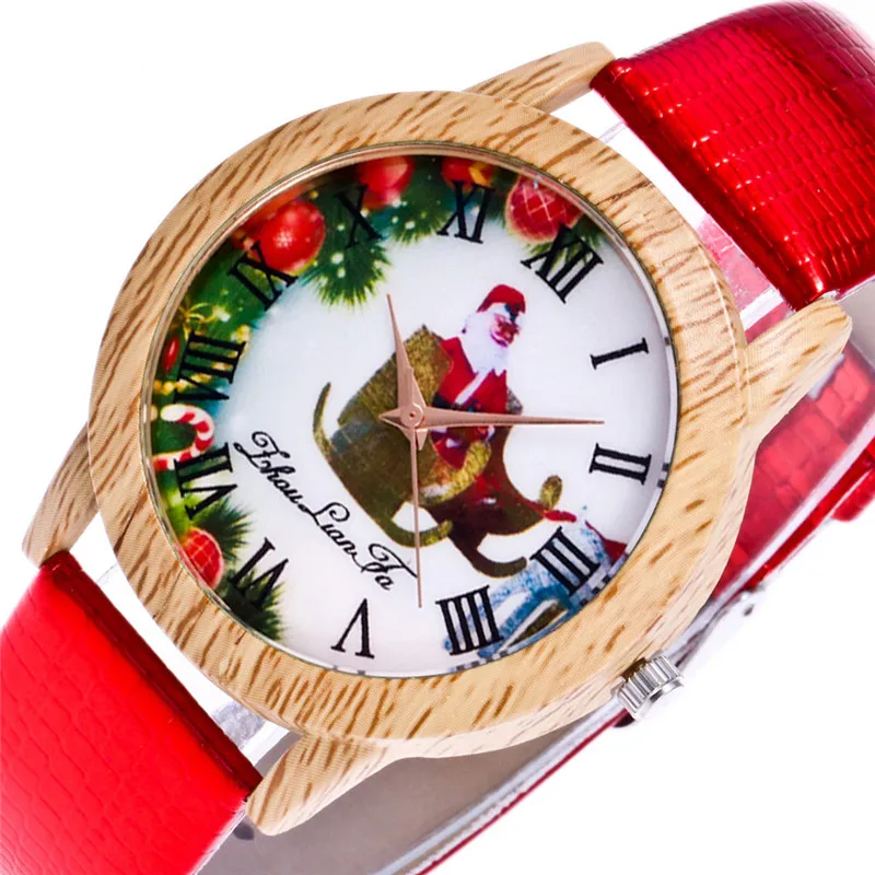 FUNIQUE Candy Color Casual Women Wristwatches Santa Claus Christmas Couple Watches Leather Strap Femme 2018 | Наручные часы