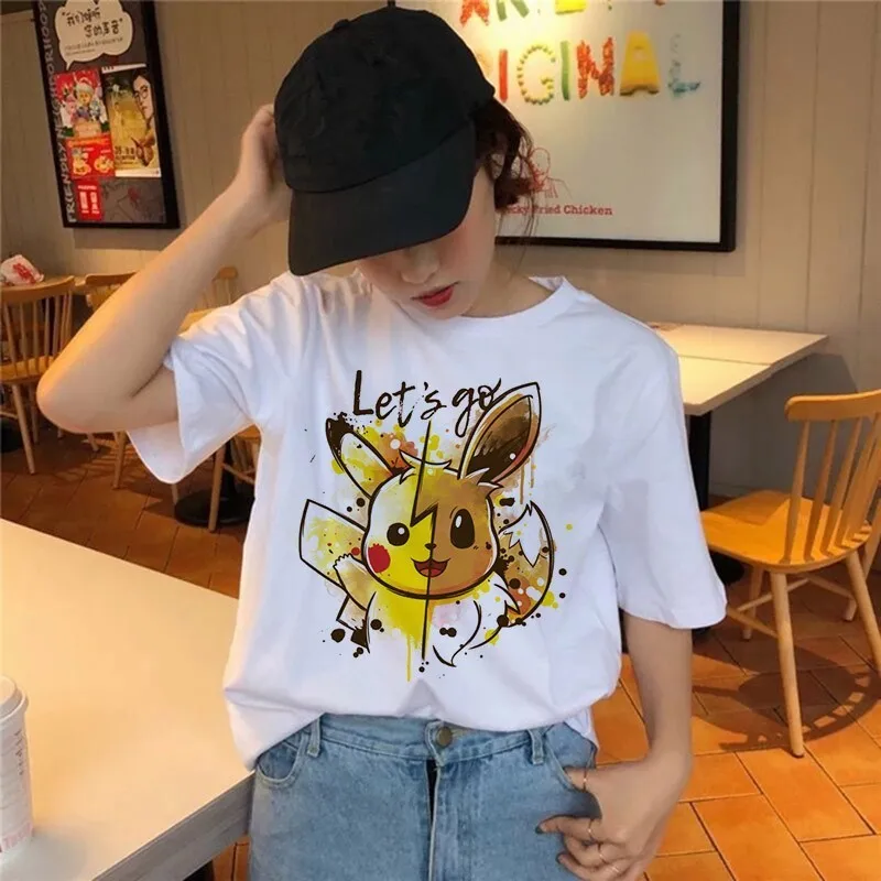 Женская Футболка Harajuku Забавный Покемон Snorlax Togepi Squirtle японская футболка аниме женские топы Эстетическая одежда Пикачу