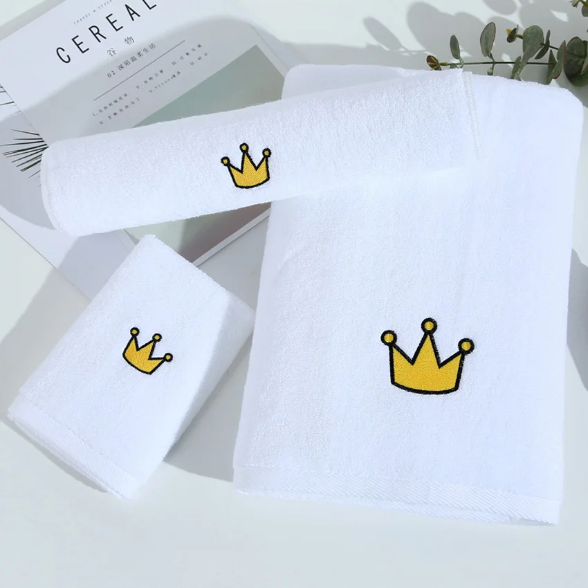 

Towel Three-piece Set Plain Cotton Ins Style Creative Towels Bath Towels Cute Household Embroidered Bathroom Towel Wrap Toallas
