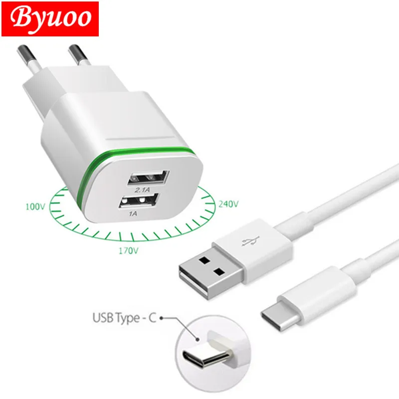 Светодиодное освещение 2 USB быстрое зарядное устройство + 1M Тип C хорошо подходит