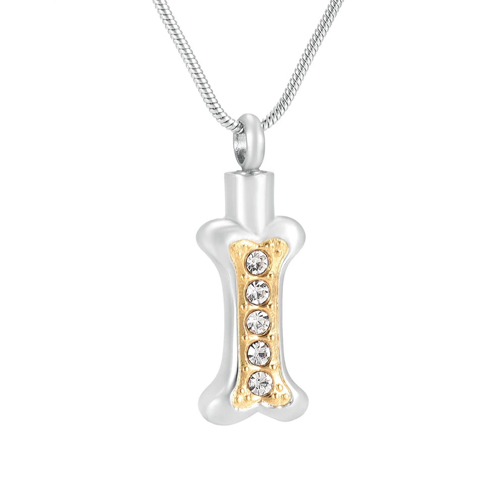 

CMJ8051 High Polish Bone Funeral Jewelry Casket for Pet With Clear Crystal Memorial Jewelry Pendant Necklace Free Shipping
