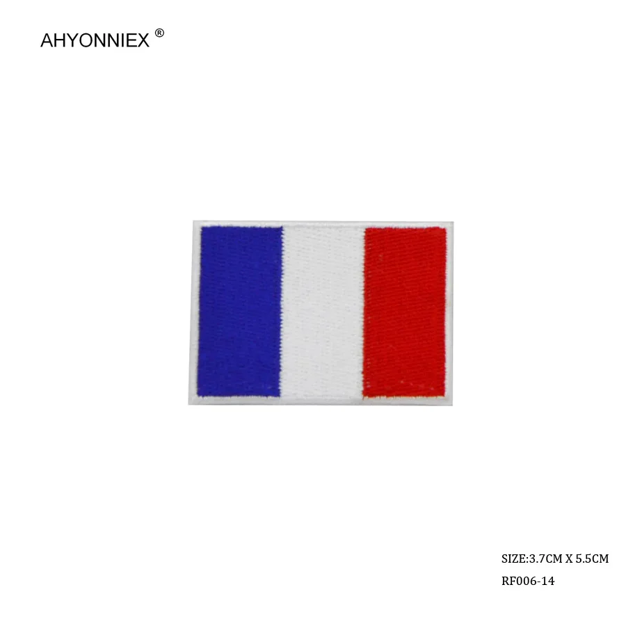 FRANCE AHYONNIEX 1 шт. Качественные вышитые нашивки с флагом США из Китая, флага США, железные наклейки на руку, наклейки на рюкзак, значок для одежды, аппликация "сделай сам" - Color: FRANCE