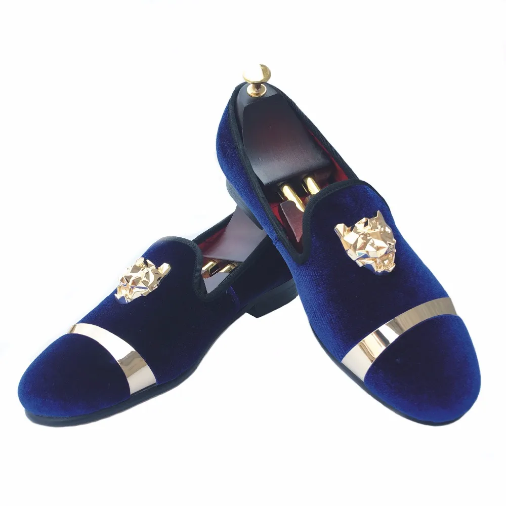 New Handmade Men Gold Buckle Loafers Slippers Shoes Blue Velvet with Red Bottom Party and Wedding Slip on Men't Flats | Обувь
